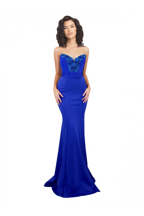 Sweetheart Flower Neckline High Neck Formal Crepe Bridesmaid Dress / Prom Dress