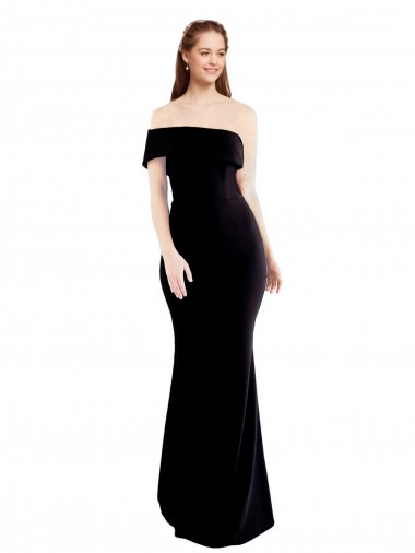 Shop Asymmetrical Draped Off the Shoulder Banded Formal Crepe Bridesmaid Dress / Prom Dress Calgary