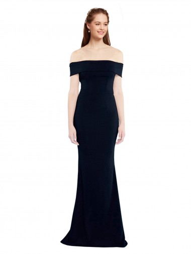 Shop Off the Shoulder Fitted Formal Crepe Bridesmaid Dress / Prom Dress with Back Cut Out Calgary