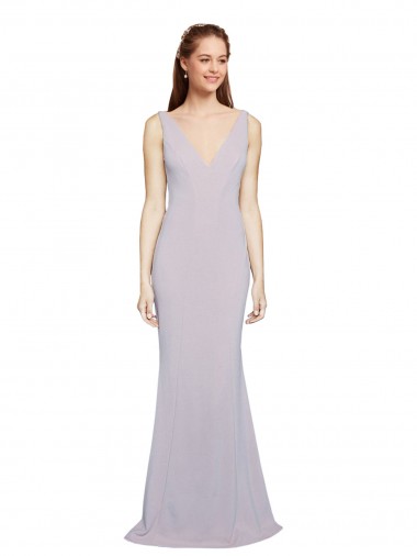 Shop Cut-Out Back V-Neckline Mermaid Formal Crepe Bridesmaid Dress / Prom Dress Keyhole Back Calgary