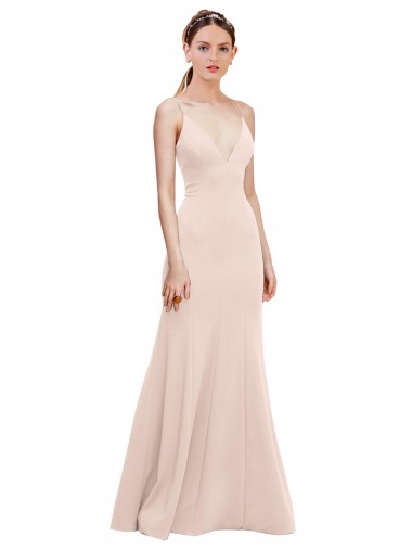Shop Deep V-Neck and Back Long Formal Crepe Bridesmaid Dress / Prom Dress Calgary