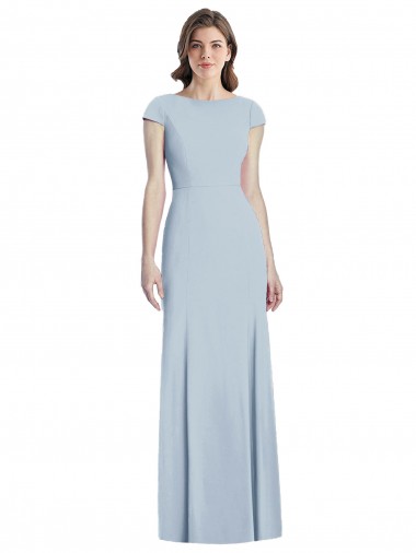 Shop Bateau Neck Cap Sleeves Open Back Trumpet Bridesmaid Dress / Prom Dress Calgary