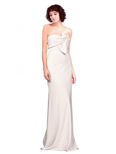 Shop Strapless Crepe Fitted Bridesmaid Dress / Prom Dress with Twist Bow Calgary