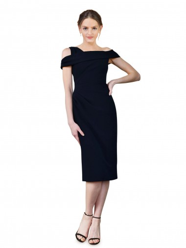Shop Draped Cross Shoulder Stretch Formal Crepe Cocktail Dress / Homecoming Dress Calgary