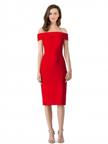 Shop Off the Shoulder Square Neck Cocktail Length Bridesmaid Dress / Prom Homecoming Dress Calgary