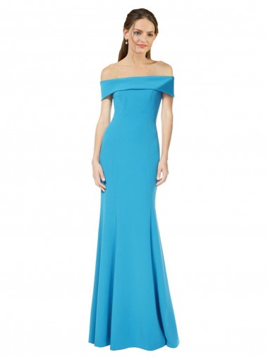 Shop Off the Shoulder Formal Crepe Bridesmaid Dress / Prom Dress with Fitted Silhouette Calgary