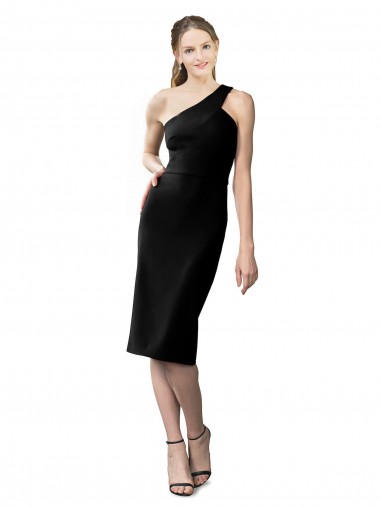 Shop One Shoulder Short Formal Crepe Cocktail Length Bridesmaid Dress / Prom Homecoming Dress Calgary