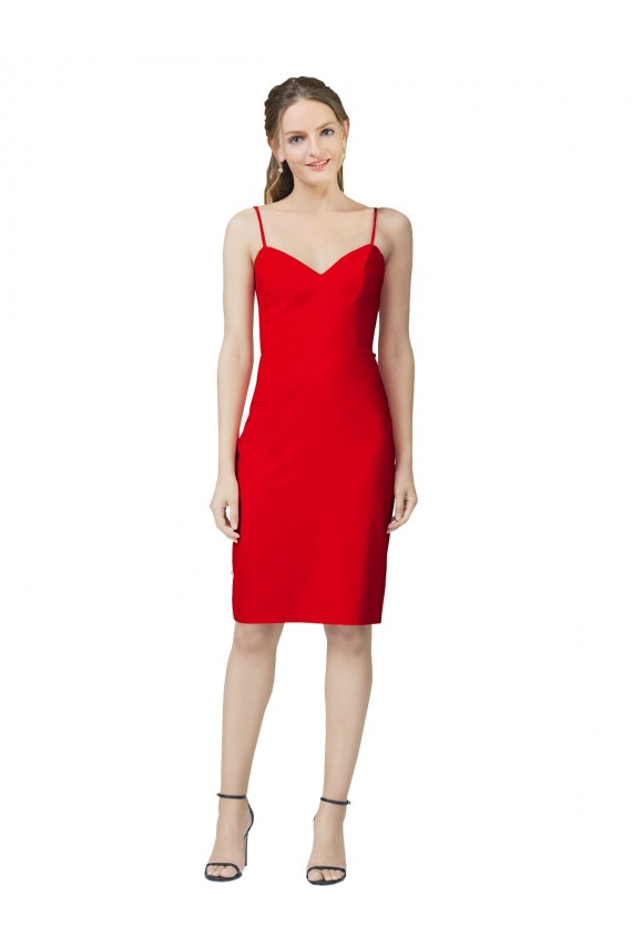 Sleeveless Sheath Sweetheart Neckline Formal Crepe Bridesmaid Dress / Prom Homecoming Dress