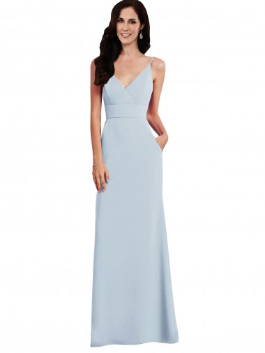 Shop V Back Spaghetti Strap Maxi Bridesmaid Dress / Prom Dress with Pockets Calgary