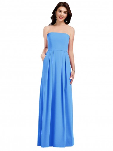 Shop Strapless Pleated Skirt Crepe Bridesmaid Dress / Prom Dress with Pockets Calgary