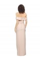 Off the Shoulder Long Formal Crepe Bridesmaid Dress / Prom Dress with Waist Tie and Slit