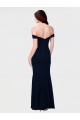 Mermaid Off the Shoulder Long Formal Crepe Bridesmaid Dress / Prom Dress with Low Back