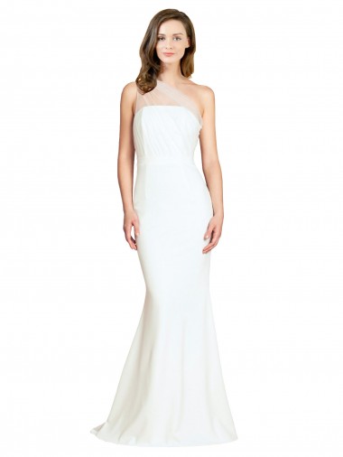 Shop Soft Tulle Shoulder Overlay Mermaid One Shoulder Formal Crepe Bridesmaid Dress Calgary
