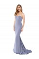 Long Strapless Sweetheart Sweep Train Formal Crepe Bridesmaid Dress / Prom Dress with Low Back