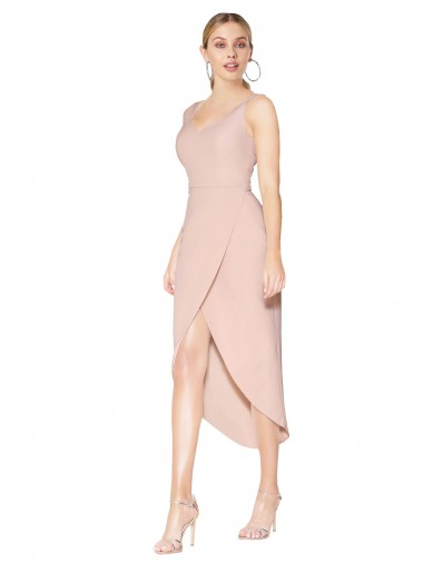 Shop Knee Length Short Formal Crepe Bridesmaid Dress / Prom Dress Calgary