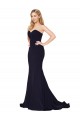 Sweetheart High Neck Sweep Train Sleeveless Formal Crepe Bridesmaid Dress / Prom Dress