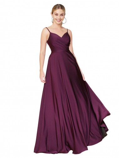 Shop High Neck Spaghetti Straps Long V-Back Formal Crepe Bridesmaid Dress / Prom Dress Calgary