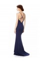 Fishtail High Neck Maxi Formal Crepe Bridesmiad Dress with Strappy Back Detail