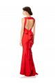 High Neck Maxi Formal Crepe Bridesmiad Dress with Exaggerated Back Ruffle