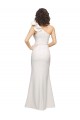 One Shoulder Long Full Length Formal Crepe Bridesmaid Dress / Prom Dress with Ruffles and Side Split