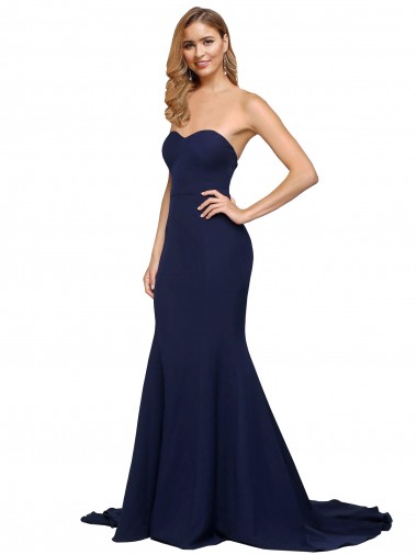 Shop Fit and Flare Sweetheart Long Formal Crepe Bridesmaid Dress / Prom Dress with Sweep Train Calgary