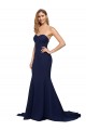 Fit and Flare Sweetheart Long Formal Crepe Bridesmaid Dress / Prom Dress with Sweep Train