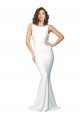 High Neck Low V-Back Long Formal Crepe Bridesmaid Dress / Prom Dress