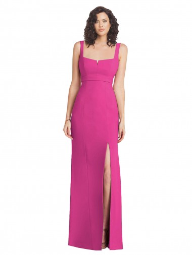 Shop Wide Strap Notch Empire Waist Bridesaid Dress with Front Slit Calgary