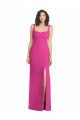 Wide Strap Notch Empire Waist Bridesaid Dress with Front Slit