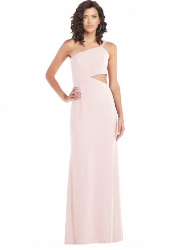 Shop Flirty One Shoulder Midriff Cutout Maxi Formal Crepe Bridesmaid Dress / Prom Dress Calgary