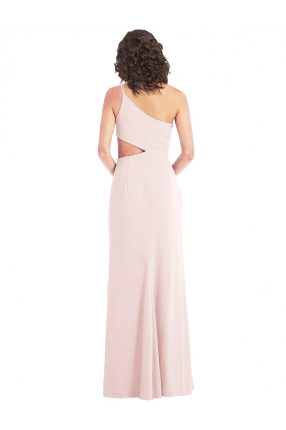 Flirty One Shoulder Midriff Cutout Maxi Formal Crepe Bridesmaid Dress / Prom Dress