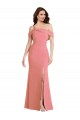 One Shoulder Draped Cuff Maxi Bridesmaid Dress / Prom Dress with Front Slit