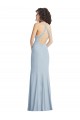 High Neck Halter Formal Crepe Bridesmaid Dress / Prom Dress with Twist Criss Cross Back