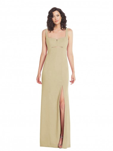 Shop Wide Strap Slash Cutout Empire Formal Crepe Bridesmaid Dress / Prom Dress with Front Slit Calgary