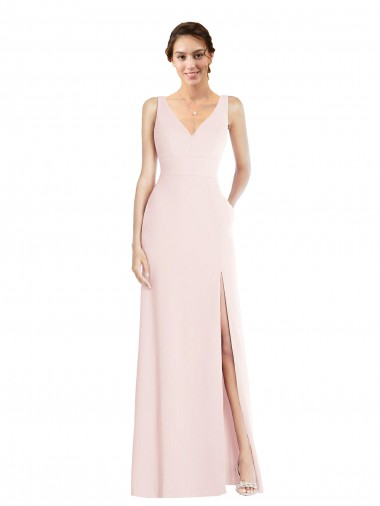 Shop Square Neck Low Back A-Line Bridesmaid Dress / Prom Dress with Front Slit and Pockets Calgary