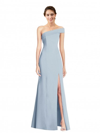 Shop Asymmetrical Off the Shoulder Cuff Trumpet Formal Crepe Bridesmaid Dress / Prom Dress With Front Slit Calgary