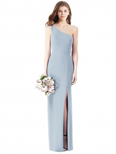 Shop One Shoulder Crepe Trumpet Bridesmaid Dress / Prom Dress with Front Slit Calgary