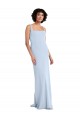 Slim Square Neck Fit and Flare Full Length Stretch Crepe Bridesmaid Dress / Prom Dress