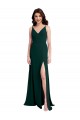 Slim A-Line V-Neck Full Length Formal Crepe Bridesmaid Dress / Prom Dress with Side Slit