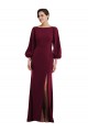 Bishop Sleeve Open Back Trumpet Formal Crepe Bridesmaid Dress / Prom Dress with Scarf Tie