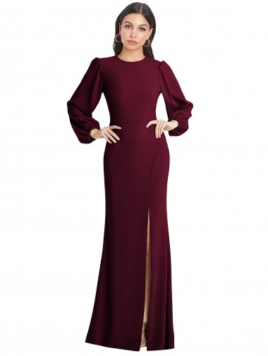 Shop Puff Sleeves Long Maxi Briddesmaid Dress with Cutout Tie Back Calgary