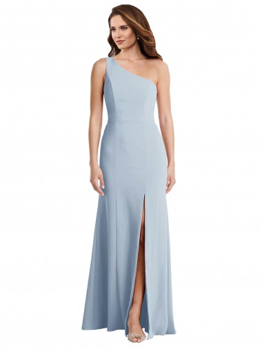 Shop Bold One Shoulder Trumpet Maxi Formal Crepe Bridesmaid Dress / Prom Dress Calgary