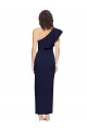 Ruched Floor Length Long Formal Crepe Bridesmaid Dress / Prom Dress with Shoulder Ruffles