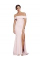 Off Shoulder Long Formal Crepe Bridesmaid Dress / Prom Dress with Straight Neckline and Side Split