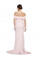 Off Shoulder Long Formal Crepe Bridesmaid Dress / Prom Dress with Straight Neckline and Side Split