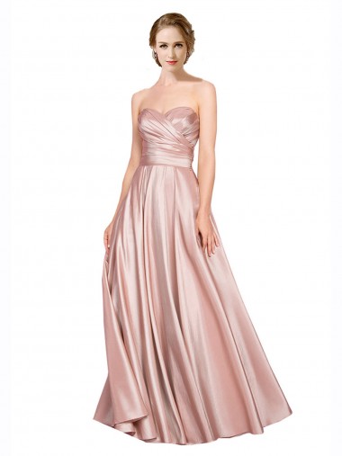 Shop Long Plated Strapless Sweetheat Formal Stretch Satin Bridesmaid Dress / Prom Dress Calgary