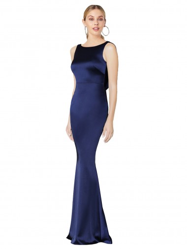 Shop Sheath High Neck Formal Stretch Satin Bridesmaid Dress / Prom Dress Low Back Calgary