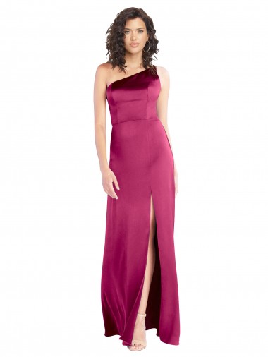 Shop Sleek One Shoulder A-Line Long Formal Stretch Satin Bridesmaid Dress / Prom Dress with Spaghetti Straps Back Calgary