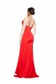 Low Back Cowl Neck Formal Stretch Satin Bridesmaid Dress / Prom Dress with High Side Slit