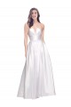 Full Length Strapless V-Cutout Formal Stretch Satin Bridesmaid Dress / Prom Dress